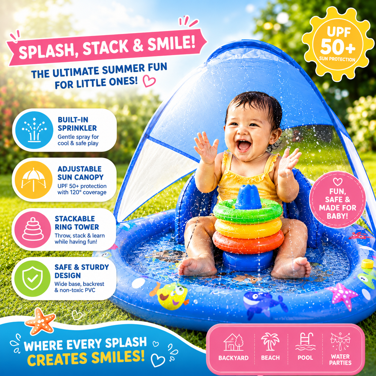 SplashShade™ - Inflatable Baby Sprinkler Pad