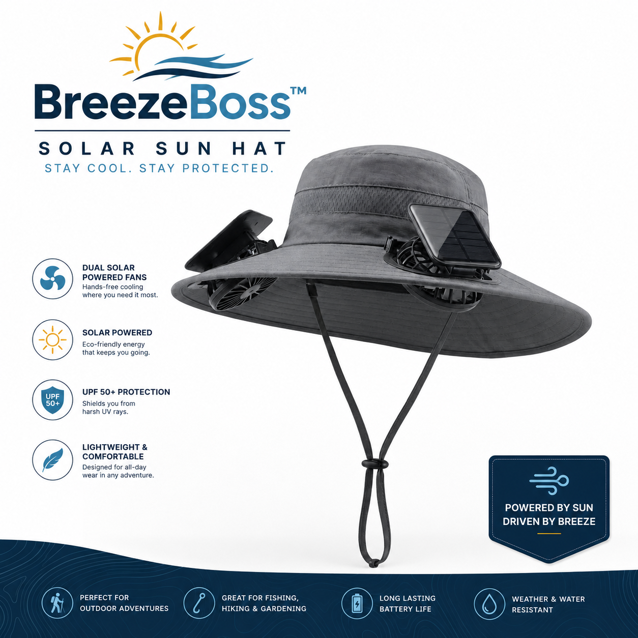 BreezeBoss™ - Solar Sun Hat