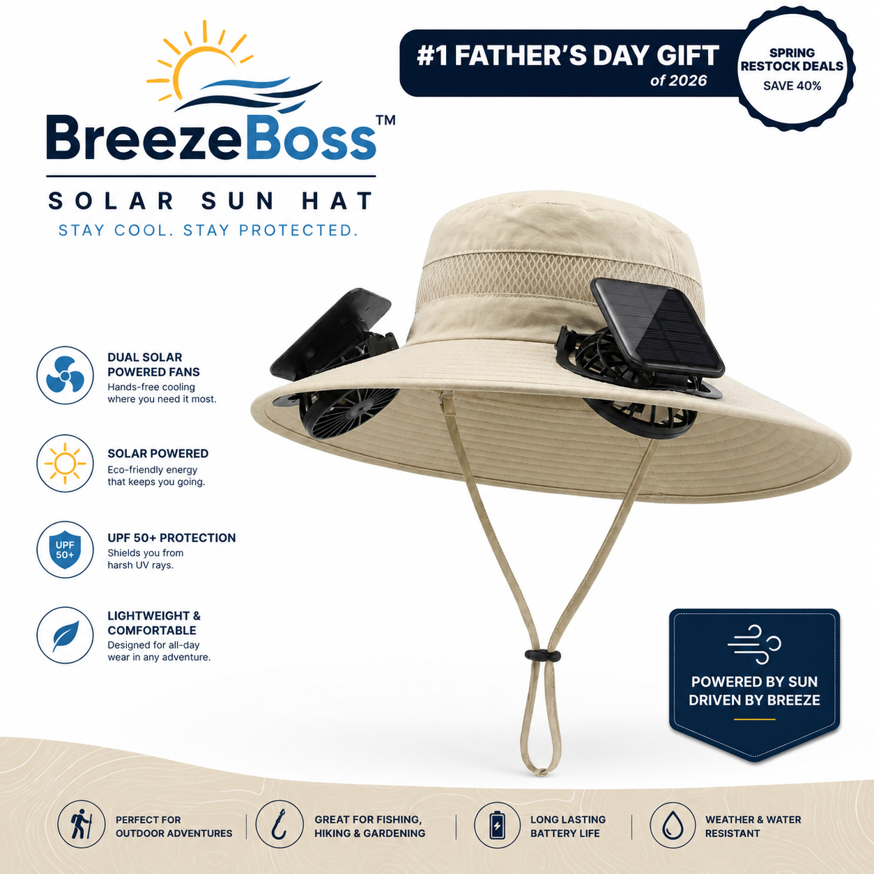 BreezeBoss™ - Solar Sun Hat