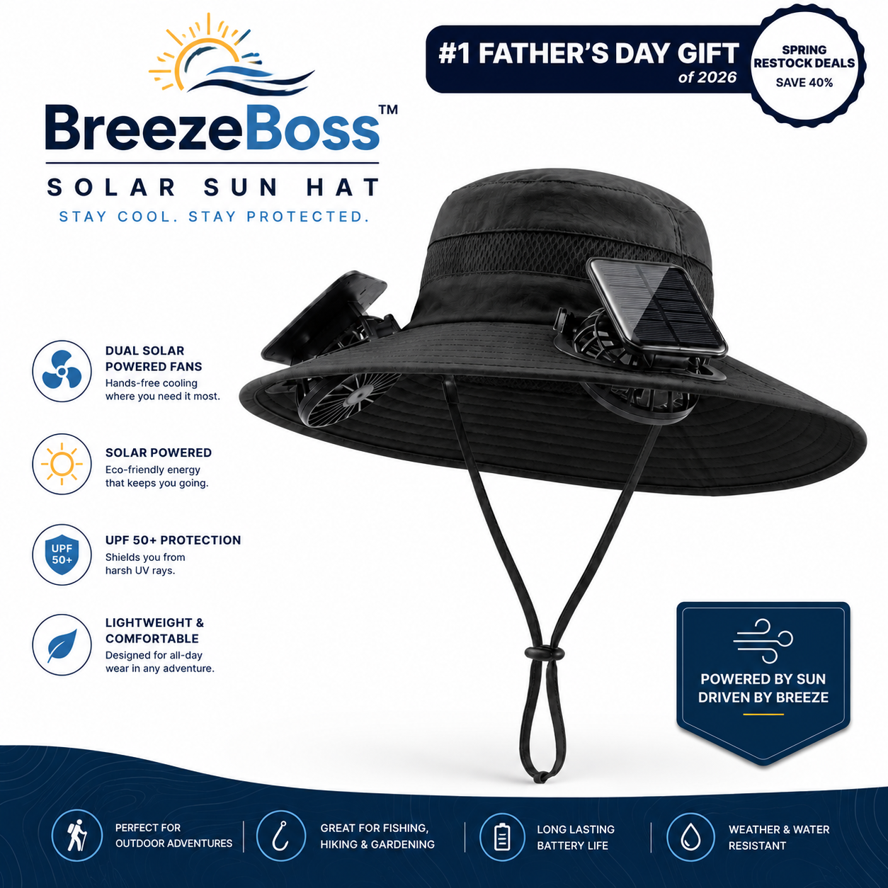 BreezeBoss™ - Solar Sun Hat