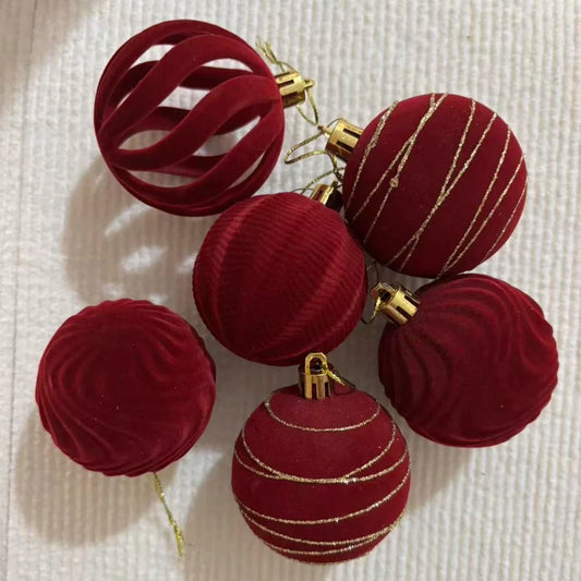 Luxurious Velvet Christmas Bauble Set (30 pcs)