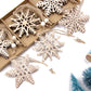 Vintage Wooden Snowflake Ornament Set (12pcs)