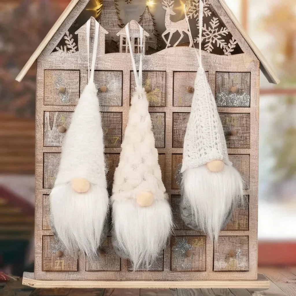 Cozy Christmas Gnome Trio – Plush Ornaments