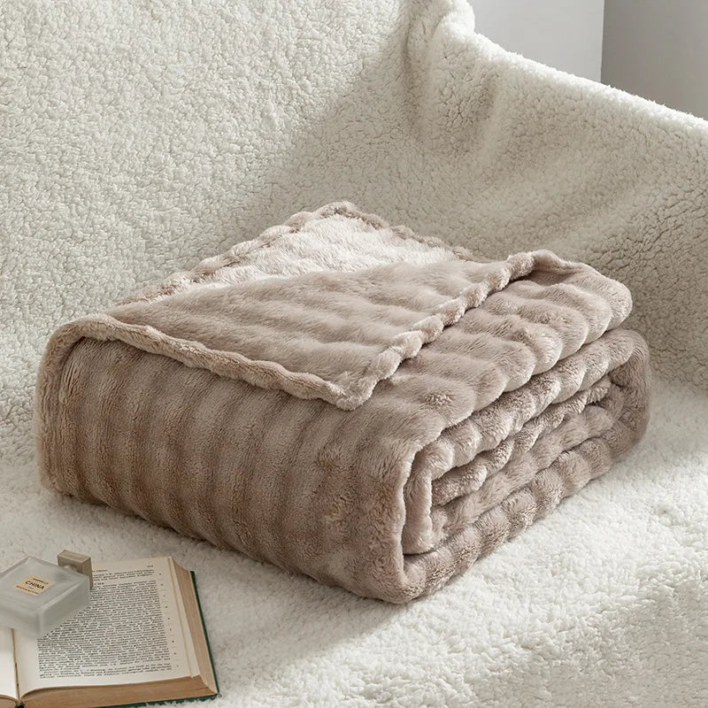Textured Plush Fleece Throw Blanket