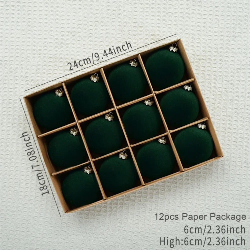 Velvet Christmas Bauble Set (12 pcs)