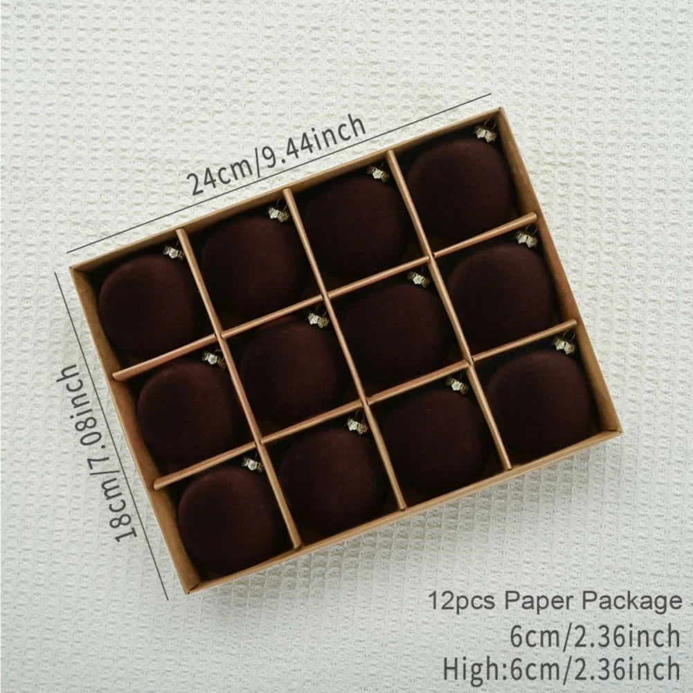 Velvet Christmas Bauble Set (12 pcs)