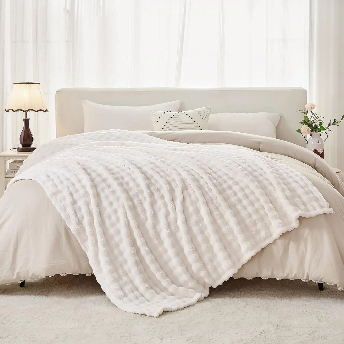 Textured Plush Fleece Throw Blanket