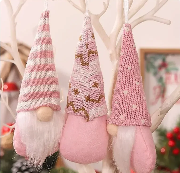 Cozy Christmas Gnome Trio – Plush Ornaments