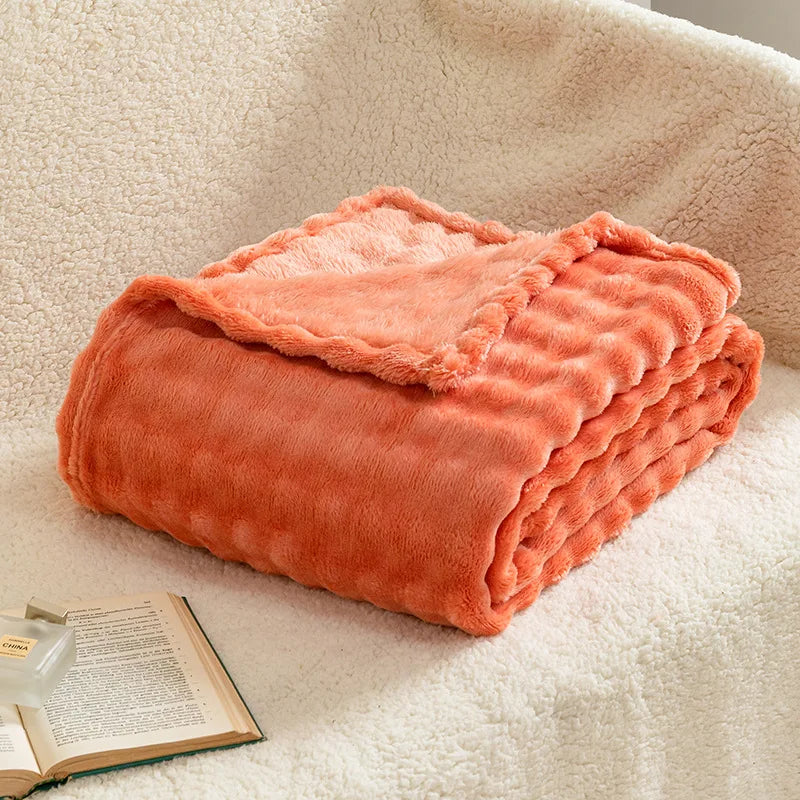 Textured Plush Fleece Throw Blanket