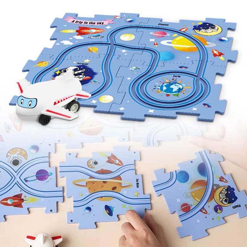 DIY Assembling Electric Trolley, Upgrade Toddler Puzzle Track Play Set with Vehicles, Rail Car Building Toys DIY Educational Montessori Toys Birthday Gift for Kids Ages 3-5 | Shinymarch